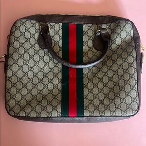 Cream and Brown Briefcase with Iconic Design